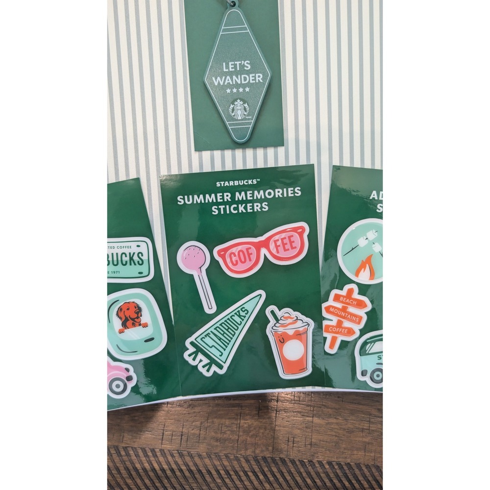 Starbucks Keychain and 3 Sticker Sheets